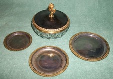 Prato de vidro coberto folheado a prata WOLFF Feinsilber Auflage com 3 bandejas de aninhamento, usado comprar usado Prato de vidro coberto folheado a prata WOLFF Feinsilber Auflage com 3 bandejas de aninhamento, usado comprar usado  Enviando para Brazil