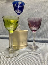 Moser Cut to Clear Wine Hocks 7” copos "Birds of the Wild" série 3 (430) comprar usado  Enviando para Brazil