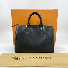 Autêntica bolsa de mão LOUIS VUITTON Epi Noir Speedy 25 M59032 com caixa e bolsa de pó e cadeado comprar usado  Enviando para Brazil