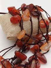 Używany, AGATA CORNIOLA COLLANA MULTIFILO CON PIETRA NATURALE na sprzedaż  Wysyłka do Poland