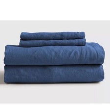 Conjunto de lençóis Quince King linho azul índigo 4 peças novo sem etiquetas comprar usado  Enviando para Brazil
