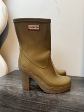 Botas de chuva HUNTER cáqui marrom botas de tornozelo Arine salto de borracha tamanho 39 EUA 8 comprar usado  Enviando para Brazil