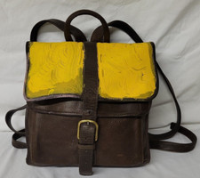 Bolsa satchel de viagem vintage feita à mão EUA couro granulado fim de semana latão, usado comprar usado  Enviando para Brazil