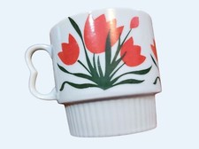 Caneca de café vintage Stylecraft vermelha tulipa empilhamento MCM estilo Eames cerâmica 3" comprar usado  Enviando para Brazil