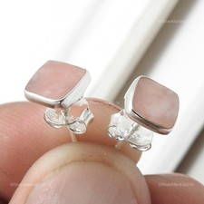 Usado, Brincos quadrados de prata maciça com moldura de aniversário de pedra preciosa de opala rosa joias comprar usado  Enviando para Brazil