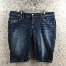 Bermuda jeans feminina Silver Jeans Co 20 azul mistura de algodão cintura média casual, usado comprar usado  Enviando para Brazil