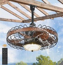 Ventilador de gazebo 21 polegadas impermeável teto externo com luz madeira de nogueira + preto comprar usado  Enviando para Brazil