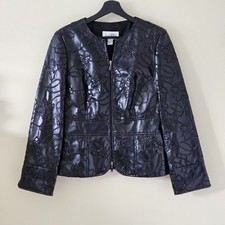 Jaqueta Joseph Ribkoff Feminina 8 Preta Couro Sintético Lantejoulas Bordadas Whimsigoth, usado comprar usado  Enviando para Brazil