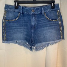 Usado, CALÇÕES JEANS COM FRANJAS CRAVEJADAS DOURADAS GUESS comprar usado  Enviando para Brazil