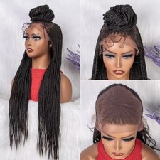 Usado, Peruca trançada de renda frontal micro cornrow torção preta feminina cabelo de bebê Kanekalon comprar usado  Enviando para Brazil