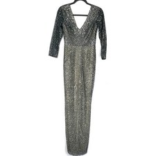 BASIX Black Label | Vestido maxi de lantejoulas azul prata gravata preta evento coquetel 0 comprar usado  Enviando para Brazil