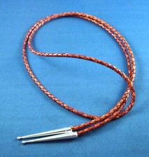 NOVO 43" Couro Genuíno VERMELHO MARROM 4mm BOLO cordão contas esterlinas DICAS gravata bola comprar usado  Enviando para Brazil