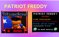 Five nights tower defense Patriot Freddy FNTD ROBLOX Szybko i tanio na sprzedaż  PL