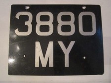Placa de licença de motocicleta 1950'S - preto e prata - 9 1/2" x 7 1/4" - banheira ru comprar usado  Enviando para Brazil