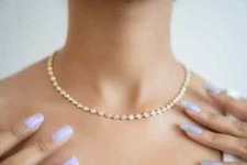 Gargantilha de tênis redonda simulada com moldura de diamante 5 quilates folheada a ouro amarelo 14k, usado comprar usado  Enviando para Brazil