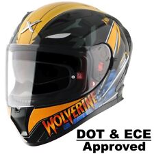 Capacete de motociclista AXOR “Street Marvel Wolverine” com viseira azul irídio transparente e extra comprar usado  Enviando para Brazil