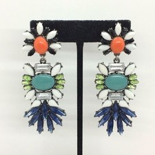 BRINCOS COLORIDOS DECLARAÇÃO STRASS MULTICOLOR CLUSTER FESTA GOTA LONGA, usado comprar usado  Enviando para Brazil