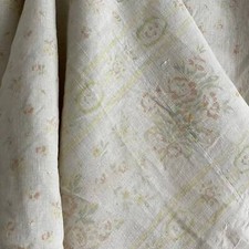 Antiga cortina de linho francesa amarela FADED floral com borda, usado comprar usado  Enviando para Brazil