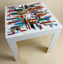 Mesa lateral vintage retrô plástico branco contemporâneo década de 1960 40x40cm quadrada Kartell comprar usado  Enviando para Brazil