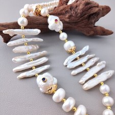 Colar de pérolas branco real Biwa Keshi grande cinza pingente mabe joia presente, usado comprar usado  Enviando para Brazil