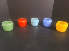 (LOTE DE 5) Glasbake Walkers frascos de chicote de mel vintage potes vermelho verde azul-petróleo amarelo, usado comprar usado  Enviando para Brazil
