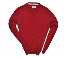 TOMMY HILFIGER Czerwony sweter męski z dekoltem w serek / S, używany na sprzedaż  PL