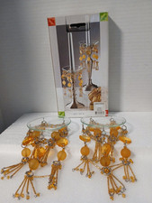 Juego de 2 candelabros de cera por goteo de velas de imitación con joyas y cuentas segunda mano  Embacar hacia Mexico