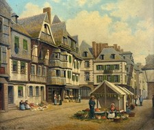 John Mulcaster Carrick Mercado, Bretaña, Francia Pintura Al Óleo 1886 Británica, usado comprar usado  Enviando para Brazil