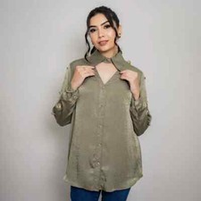 Manga Larga Satén Camisa para Mujer Elegante Y Cómodo Blusa Cualquier Ocasión comprar usado  Enviando para Brazil