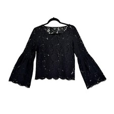 Blusa Bebe Top Feminina Tamanho Médio Preta Renda Manga Longa Sino Caprichosa Gótica comprar usado  Enviando para Brazil