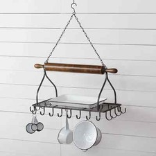 Nova Prateleira Cabide de Teto Primitiva Rústica para Fazenda ROLLING PIN POT RACK comprar usado  Enviando para Brazil