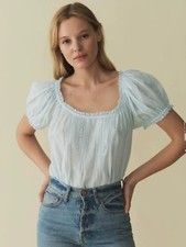Blusa feminina Doen de renda gola redonda manga folhada comprar usado  Enviando para Brazil