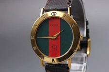 [Exc+5] Relógio masculino Gucci 3001M 33mm mostrador de linha xerez vermelho e verde quartzo JAPÃO comprar usado  Enviando para Brazil