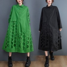 Novo Vestido Camisa Longa Solto Gola Aberta Botão Frontal Camisa Solta Irregular  comprar usado  Enviando para Brazil
