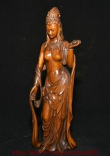 9,8" escultura chinesa antiga em madeira de buxo escultura estátua de deusa Guan Yin, usado comprar usado  Enviando para Brazil