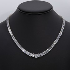 Collar De Cadena De Tenis Baguette Graduado De Plata Esterlina Real 925 16" 18", usado comprar usado  Enviando para Brazil