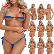 Roupa de banho feminina biquíni com cadarço sutiã micro fio dental lingerie roupa íntima comprar usado  Enviando para Brazil