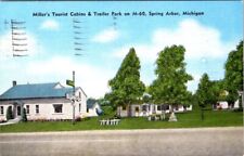 1954, Miller's Tourist Cabins & Trailer Park, PRIMAVERA, MANDRIL, Michigan cartão postal, usado comprar usado  Enviando para Brazil