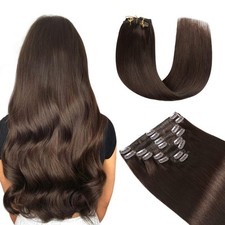 YILITE Clip-In przedłużanie włosów 40 cm, gładkie włosy, ciemny brąz na sprzedaż  PL