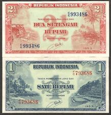Juego Completo 2 Piezas Indonesia 1 y 2 1/2 Rupia Arroz Terraza P-40 41 1953 UNC segunda mano  Embacar hacia Mexico