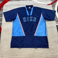 Camisa vintage Nike Shooting Jersey 2XL XXL azul deslumbrante zíper basquete Swoosh anos 90 comprar usado  Enviando para Brazil