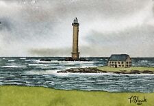 ORIGINAL AQUARELL - Leuchtturm Cap de la Hague, Normandie comprar usado  Enviando para Brazil