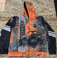 Jaqueta com capuz Can-Am Lg BRP zíper completo suéter laranja/preto manga 19x27,5 27, usado comprar usado  Enviando para Brazil