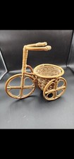 Antigo suporte de vaso de vime bambu triciclo bicicleta plantador planta 10" de altura feito à mão  comprar usado  Enviando para Brazil