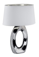 Lampa stołowa srebrno-biała E27 elegancka ceramika wysokość 52 cm  na sprzedaż  PL
