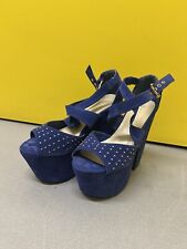 Blue suede wedge for sale  LONDON