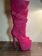 Botas Stiletto Eye Candie Hot Pink Plataforma 6” Tamanho 5.5 Club Wear Sexy Dancer, usado comprar usado  Enviando para Brazil