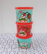 Lote de 3 #4623B Tupperware 2,5 xícaras conjunto de contêineres elfos de Natal com tampas vermelhas comprar usado  Enviando para Brazil