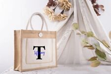 Juta personalizada, letra inicial e bolsa de nome, bolsa de mercado, bolsa de bolso personalizada comprar usado  Enviando para Brazil