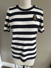 Camiseta Feminina LAUREN Ralph Lauren Azul Marinho e Branco Listra Náutica Algodão - Tamanho XL comprar usado  Enviando para Brazil